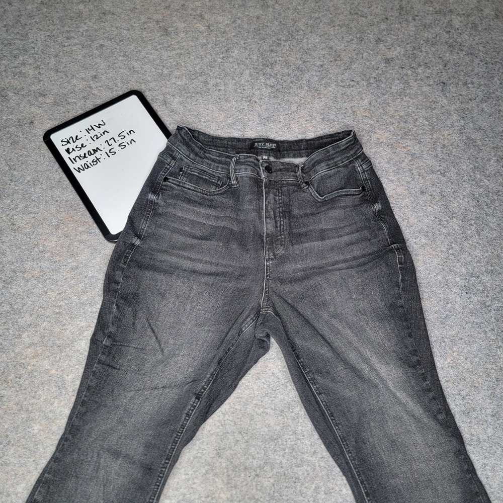 Judy Blue High Waist Ankle Skinny Jeans Black Wash Denim Plus Size‎ 14W